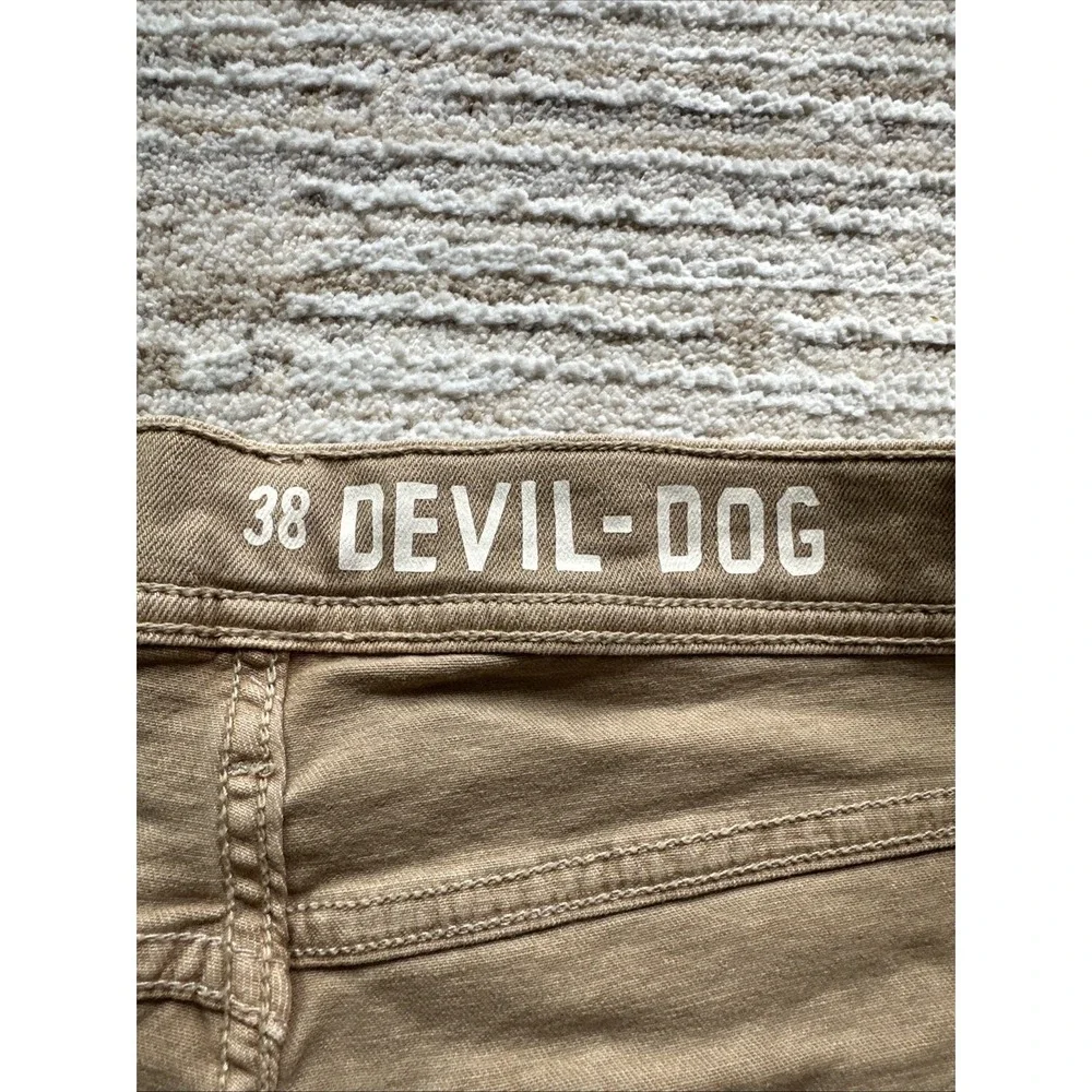 DEVIL-DOG Dungarees Men's Khaki Chino Shorts Size 38 Flat Front Stretch Cotton